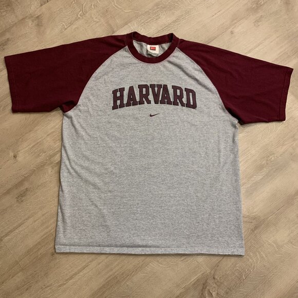 Vintage Y2K Nike Team Harvard University Men's Large L Center Swoosh T-Shirt - Picture 1 of 7